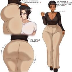 1boy 1boy1girl 1girls big_ass big_breasts big_butt big_thighs black_hair blush breasts child_bearing_hips choker choker_writing cleavage collar collar_writing dark-skinned_female dark_hair dark_skin demon_dog english english_dialogue english_text flare_pants forbidden_pants full_body fully_clothed gentle gentle_femdom glasses good_boy hand_on_head head_against_thigh head_pat headpat high_heels huge_ass husband husband_and_wife light-skinned_male makeup mature mature_female mommy mommy_kink muscular muscular_male older_female original original_character original_characters painted_nails piercing piercings pixie_cut praise purple_eyes short_hair simple_background smile standing stroking_hair thick thick_ass thick_thighs tomoe_tsukishima_(demon_dog) very_short_hair wholesome wide_hips wide_thighs wife wife_and_husband wolf_cut yellow_eyes younger_male