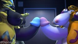16:9 3d_(artwork) anthro areola armwear balls bandai_namco big_balls big_breasts big_penis blue_eyes breasts bridal_gauntlets clothing digimon digimon_(species) digital_media_(artwork) duo futanari generation_7_pokemon genitals gynomorph hi_res huge_balls huge_breasts huge_cock humanoid_genitalia humanoid_penis hyper hyper_balls hyper_genitalia hyper_penis inside intersex legendary_pokemon nintendo nipples nude ok_bruh penis pokemon pokemon_(species) pupils renamon slit_pupils standing thick_thighs wide_hips widescreen zeraora