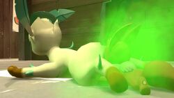 2019 3d ambiguous_gender ass brown_fur eevee eeveelution facefarting fart fart_cloud fart_fetish farting_in_face generation_1_pokemon generation_4_pokemon green_fur leaf_ears leafeon lying mammal nintendo pokemon pokemon_(species) yaltenjosh yellow_fur