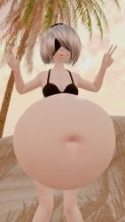 1girls 3d 3d_(artwork) 3d_animation animated belly belly_overhang big_belly big_belly_bulge bikini black_bikini blindfold blindfolded_female female female_only grimhoofingit nier nier:_automata nier_(series) robot robot_girl robot_humanoid solo stuffed stuffed_belly tagme video video_game_character white_hair white_hair_female yorha_2b