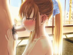 1boy 1girls animated blowjob blush bow brown_hair censored closed_eyes ebina_souichi fellatio female hairbow human human_female human_male human_only loop male naked nanami_(tokyo_lover) nude oral outdoors outside penis ponytail pubic_hair roof rooftop sex straight tied_hair tokyo_lover