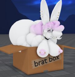 1girls 3d baseplate big_breasts box bunny_ears in_box neujoolian original_character pink_hair roblox tagme white_body