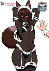1boy ai_generated armpits armpits_fetish arms_up balls bikini blush blush_lines bra brown_body brown_hair brown_nipples brown_penis brown_skin bulge bulge_through_clothing cat_ears cat_girl cat_humanoid cat_tail catboy catgirl character character_in_background character_outline character_request crossdressing dark-skinned_futa dark-skinned_male dark_body dark_hair dark_penis dark_skin embarrassed feline femboy flat_chest fox fox_boy fox_ears fox_girl fox_humanoid fox_tail hand high_resolution highres ilfb long_hair looking_away looking_down maid maid_apron maid_bikini maid_cap maid_dress maid_headdress maid_outfit maid_uniform more_at_source original original_character otoko_no_ko panties pantyhose pink_eyes request requested shy shy_smile simple_background solo solo_focus solo_male standing testicles thighhighs thighs trap yaoi