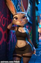 1girls 3d ai_generated anthro bunny_girl cleavage curvy female female_only furry goth goth_girl judy_hopps large_breasts pdbai skirt tagme voluptuous zootopia