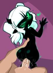 ass black_body blush body_grab jek_korpen juices naked_female nikki_(jek_korpen) penis_in_ass white white_hair