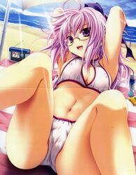 bikini cameltoe copyright_request glasses megane miyama-zero mizugi ocean sky sun swimsuit