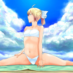 artoria_pendragon error fate/stay_night fate_(series) fukurou mizugi saber sky splits swimsuit