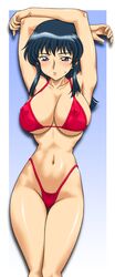 blue_eyes blue_hair blush breasts erect_nipples fujimura_shizuru high_res highleg highres huge_breasts long_hair mizugi oppai shinkon_gattai_godannar!! swimsuit ta152_(graf_zeppelin)