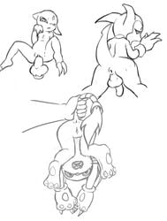 anthro anus balls black_and_white clothing crossover digimon disembodied_hand disembodied_penis duo embarrassed feline female front_view gatomon gloves imp impmon knot lifted male mammal monochrome multiple_images nintendo open_mouth opencanvas pawpads paws penetration penis perineum pokemon pokemon_(species) pussy raised_tail rear_view reclining scared sitting sketch sneasel solo_focus spread_legs spreading surprised suspension tail_grab upside-down vaginal_penetration video_games vytalibus