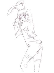 animal_ear bunny_ear bunny_girl bunnysuit cosplay kemonomimi monochrome nyaou os-tan solo usamimi xp-tan