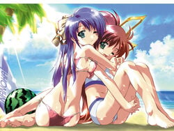 2girls bikini fawly_carat food fruit komatsu_eiji mizugi multiple_girls nanoca_flanka swimsuit tristia_of_the_deep_blue_sea watermelon