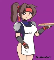 2d animated apron apron_lift bottomwear final_fantasy final_fantasy_vii heart jessie_rasberry lowres no_panties no_sound pizza scruffmuhgruff short_playtime smooth_skin source_request tagme video wink