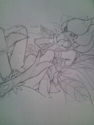 4_wings blush boots clothed_sex covering_mouth digimon fairy fairy_wings female hand_drawn hands_over_mouth leaf leaf_wings leaves lillymon monochrome monster_girl oekaki on_back plant plant_girl sex sketch skirt spread_legs tagme tomubobu vine_hair vines wings