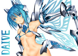 bikini_top blue_hair bottomless daive mizugi original swimsuit