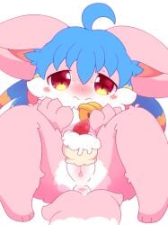 2022 ahoge anthro anus bell bell_collar belly big_ears biped blonde_hair blue_hair blush canid canine collar collar_only dessert digital_drawing_(artwork) digital_media_(artwork) female fluffy fluffy_chest fluffy_tail food fox fruit fur genitals hair heavy_blush hi_res ice_cream kemono long_hair looking_at_viewer lying mammal misumasu multicolored_body multicolored_fur multicolored_hair nude on_back pawpads pink_body pink_ears pink_fur pink_hair pink_tail plant presenting presenting_pussy pussy red_eyes sakura_(misumasu) shaded simple_background solo strawberry sumichisuu tail tuft two_tone_body two_tone_fur white_background white_belly white_body white_fur white_tail