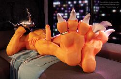 3_toes 3d_(artwork) absurd_res anthro bandai_namco blender_(software) claws digimon digimon_(species) digit_ring digital_media_(artwork) feet foot_fetish foot_focus hi_res jewelry male ring soles solo stormrider toe_ring toes wargreymon