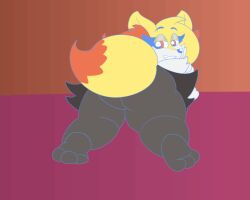 5:4 animated anthro ass black_body braixen butt_focus feet female fur furry generation_6_pokemon inner_ear_fluff low_res moving nintendo pokemon pokemon_(species) raised_tail red red_eyes short_playtime solo startlin tail tail_motion tailwag tuft white_body white_fur yellow_body yellow_fur yellow_tail