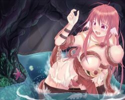 1girls artist_request breast_grab female female_only imminent_rape monk_(ragnarok_online) ragnarok_online red_eyes red_hair restrained tentacle