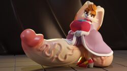 16:9 3d_(artwork) anthro balls big_balls big_breasts big_penis breasts clothed clothing digital_media_(artwork) dress erection erintheorca footwear futa futanari genitals gloves handwear herm hi_res huge_balls huge_breasts huge_cock humanoid_genitalia humanoid_penis hyper hyper_balls hyper_genitalia hyper_penis intersex lagomorph leporid mammal open_mouth penis rabbit sega simple_background solo sonic_(series) sonic_the_hedgehog_(series) vanilla_the_rabbit vein veiny_balls veiny_penis widescreen