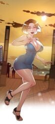 1girls 2d all_about_my_best_friend aunt_sujeong beach big_breasts blush breasts breasts_bigger_than_head dress everything_about_best_friend female female_focus female_only fit fit_female full_body happy looking_at_viewer manhwa milf no_sex official_art older_female open_toe_shoes outdoors outside pornhwa romantic short_hair skimpy skimpy_clothes smile smiling smiling_at_viewer solo sunset tharchog_(artist) watermark webtoon wholesome