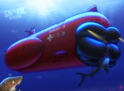 1girls animate_inanimate big_lips bimbo bimbo_lips blush female feral huge_lips kissing lips shark shark_week sharp_teeth submarine thick_lips vehicle walter_sache what