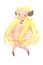 absurd_res alpha_channel animal_humanoid big_breasts blonde_hair bovid bovid_humanoid bovine bovine_humanoid breasts collar collar_only cowbell female hair hair_censor hi_res hooves huge_breasts humanoid hyper hyper_breasts long_hair looking_at_viewer lumebento mammal mammal_humanoid nipple_censor nude official_art polymonfur_how_to_be_polyamorous_in_a_world_of_monsters_and_furries short_stack simple_background solo suntan tan_line tapirclip transparent_background