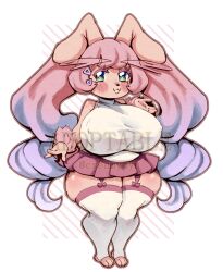 1girls adoptable anthro bare_shoulders big_ass big_breasts bunny_ears bunny_girl bunny_tail chubby chubby_female clothing creamymyu cute female female_only lopunny miniskirt nipple_bulge pink_hair pokemon pokemon_(species) short_skirt shortstack skirt sleeveless stockings thick_thighs thighs turtleneck