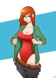 2023 big_breasts dakota018 disney disney_channel disney_xd ear_piercing gravity_falls mostly_clothed orange_hair straight_hair swimwear tagme undressing wendy_corduroy