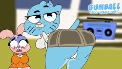 anais_watterson animated anthro_only big_breasts boombox bouncing_ass bouncing_breasts furry gay_anal_masturbation mp4 music nicole_watterson panties sound tagme the_amazing_world_of_gumball video