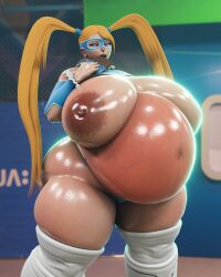 1girls areolae ass belly big_ass big_belly big_breasts blonde_hair blue_eyes breasts cghonk chocolate dark_areola dark_nipples female female_only huge_breasts huge_thighs hyper_belly hyper_breasts nipples oiled_skin pregnant rainbow_mika solo solo_female street_fighter tagme thick_thighs thighs twintails_(hairstyle) veiny_belly