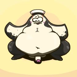 1:1 anthro batoid belly big_belly big_man_(splatoon) blush erection fish flippers genitals grey_body male male_only manta_ray marine nintendo nude overweight penis solo speckled_body splatoon stingray xackert