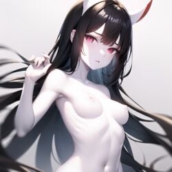 1girls ai_generated black_hair breasts dark_hair fake_animal_ears female naked naked_female nemus_waifu_generator nude_female pale-skinned_female pale_skin pooplool sole_female solo solo_female tagme topless