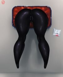 1girls ass ass_focus black_body butt_focus curvy curvy_female curvy_figure exposed exposed_ass exposed_pussy female female_focus female_only glory_hole glory_wall hollow_knight hornet_(hollow_knight) insect_girl insect_humanoid lower_body nofapplease photo_(object) shiny shiny_skin small_ass stuck stuck_in_wall suspended suspension thick_thighs thighs video_game video_game_character video_games