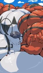 big_muscles bobert digimon guilmon huge_muscles hyper_muscles male male_only muscles muscular muscular_male non-human non-human_only penis testicles