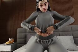 1girls 3d amber_eyes animated bed bedroom big_breasts black_hair braids breasts brown_nipples clothing dark-skinned_female dark_skin illari_(overwatch) illari_quispe_ruiz latina looking_at_viewer overwatch overwatch_2 peruvian_female short_playtime shorter_than_30_seconds shorter_than_one_minute sound stealthclobber sweater tagme video watermark