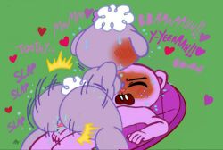 1boy 1girls beaver bleating bodily_fluids buckteeth closed_eyes cowgirl_position dialogue edit edited edited_image female happy_tree_friends lamb lammy_(htf) lilli_villa male purple_body riding sex sheep straight text toothy_(htf) traced traced_art vaginal_penetration vaginal_sex wool wool_(fur)