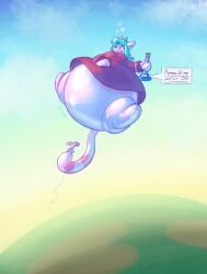 air_inflation anthro big_breasts breasts female floating full_body_inflation furry helium_inflation inflation potion raveneleven spherical_inflation