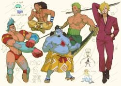 black_hair blonde_hair blue_hair brook_(one_piece) franky glistening_teeth goggles green_hair jinbe kiashie male male_only monkey_d_luffy muscular_male nami naruto naruto_(classic) nico_robin one_piece overalls pecs post-timeskip red_suit roronoa_zoro sasuke_uchiha scar scar_across_eye scar_on_face scars_all_over shirt_tied_around_waist shirtless shirtless_male speedo sunglasses sword swordsman tagme tattoo the thighs tony_tony_chopper usopp vinsmoke_sanji white_background