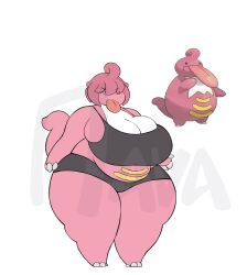 1girls anthro anthro_only bbw big_breast big_hips big_tongue breasts female hair hips lickilicky pink_hair pink_skin pokemon pokemon_(species) solo srnava tongue tongue_out