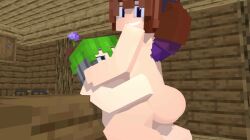 1boy 1girls 2022 3d animated ankhur_(extrafruitygirl) brown_eyes brown_hair crystal_(extrafruitygirl) extrafruitygirl female green_hair horny_female human humanoid looking_at_partner looking_at_viewer looking_back male mine-imator minecraft multicolored_hair nude_female nude_male outside ponytail riding sex smile tagme vaginal_penetration