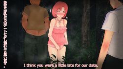 1girls 2022 2boys 3d :o after_sex after_vaginal back balls black_hair breasts cheating cheating_girlfriend cuckold dark-skinned_male dark_skin detailed_background dialogue dress dressing english english_text faceless faceless_male female female_pubic_hair forest heavy_breathing japanese_text looking_at_another looking_pleasured male male_pubic_hair multiple_boys netorare night ntr open_mouth orange_hair original outside pink_dress pink_hair pubic_hair steamy_breath testicles text translated tree vyrus_smith