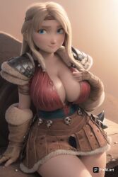 1girls ai_generated astrid_hofferson blonde_hair blue_eyes cleavage curvaceous curvy curvy_body curvy_female curvy_figure dreamworks female female_only hourglass_figure how_to_train_your_dragon inner_sideboob light-skinned_female light_skin milf mrseyker pixai solo solo_female tagme voluptuous voluptuous_female