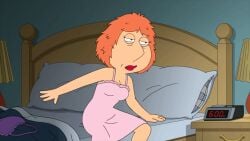accurate_art_style animated areola areola_slip barely_contained bed bedroom big_breasts breast_expansion breasts edit edited edited_screencap exhausted eyes_half_open family_guy gown huge_breasts just_woke_up large_breasts lois_griffin messy_hair milf mother nightgown nipple nipple_slip orange_hair red_hair screencap screenshot screenshot_edit self_upload skindentation sleepwear sleepy strap_slip straps tired yetig
