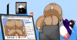 1futa anthro areolae ass breasts brown_hair bulge bulge_through_clothing furry futa_focus futa_only futanari green_eyes hips hollymollyarts hyper hyper_ass hyper_breasts hyper_bulge large_ass large_breasts large_bulge livestream livestreaming nipples panda panda_humanoid ripped_clothing ripped_clothing ripped_pants sideboob thick_thighs thighs wardrobe_malfunction webcam wide_hips