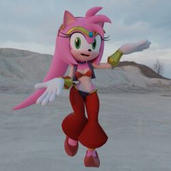 3d amy_rose beach shantae_(cosplay) sonic_(series)