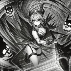 1girls ai_generated black_and_white duel_monster japanese_clothes parody red_blossoms_from_underroot yu-gi-oh!