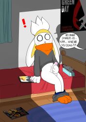 ! 1boy absurd_res anthro balls bed bedroom blush braixen caught_masturbating clothing generation_8_pokemon genitals hi_res lagomorph leporid male mammal masturbation mr_fuwa nintendo panties pants_down paws penis phone pokemon pokemon_(species) pornography poster rabbit raboot solo speech_bubble surprised_expression tissue_box underwear watching_porn