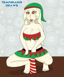 1girls ahe_gao bakara_jurgen barefoot blonde_hair breasts candy candy_cane christmas clothed clothing costume dildo dofus drool elf_ears female female_only femsub hypnosis large_breasts large_nose long_hair mind_control open_mouth pussy pussy_juice ringed_eyes sex_toy skirt solo solo_female spread_legs squatting temperancedraws tongue tongue_out