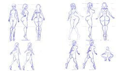 big_breasts big_lips bimbo_lips bradtanker3 chastity_cage chastity_device femboy feminine_male high_heels huge_ass lie_ren long_hair micropenis nora_valkyrie platform_heels rwby sissy sketch sketch_page small_penis standing thick_thighs thigh_gap tiny_penis wide_hips