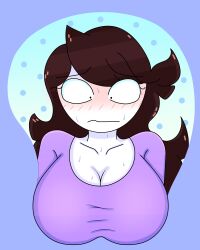 blush boob_mousepad cleavage jaiden jaiden_animations lewdyrewdy long_hair mousepad oppai_mouse_pad shy sweat youtube